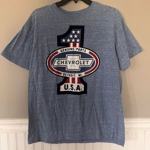 Chevrolet Auto~ Blue Distressed Chevrolet Auto T- Shirt Men's Large